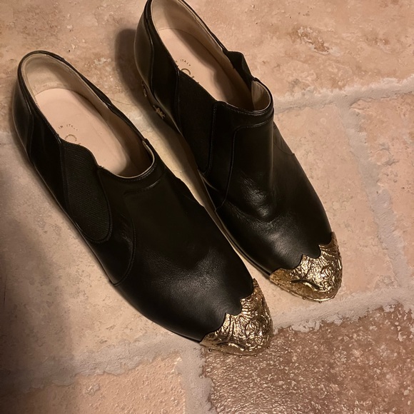 Chanel chunky heel booties, sheriff boots gold toe - Picture 9 of 11